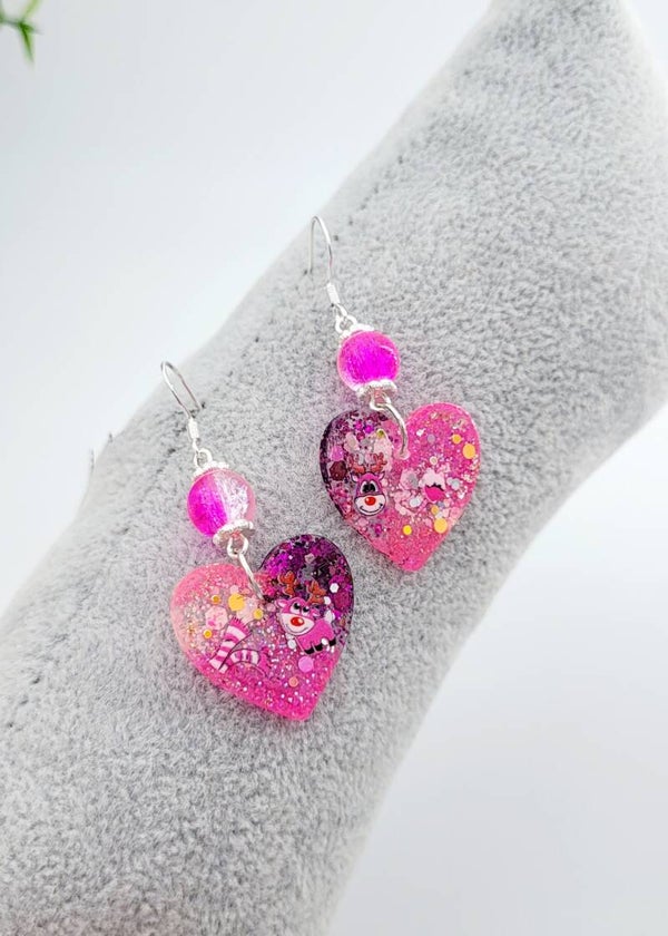 Boucles " Cœurs roses paillettes "