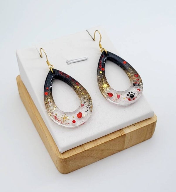 Boucles " Gouttes résine chat "