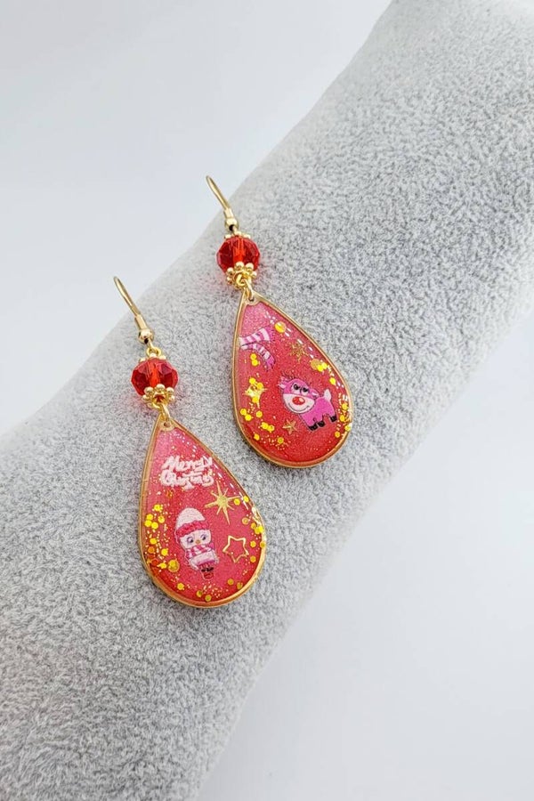 Boucles " Gouttes Rennes au nez rouge "