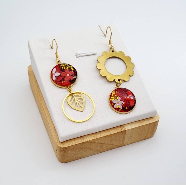 Boucles " Fleur rouge "