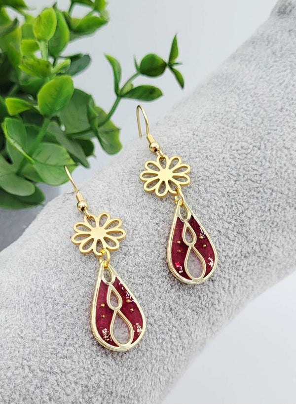 Boucles " Petites fleurs rouges "