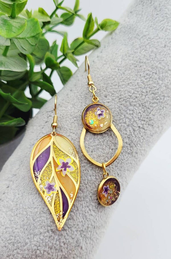 Boucles " Feuilles violettes "
