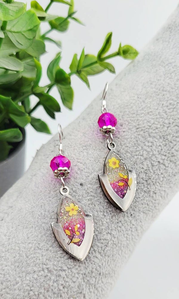 Boucles " Petites fleurs fuschias "