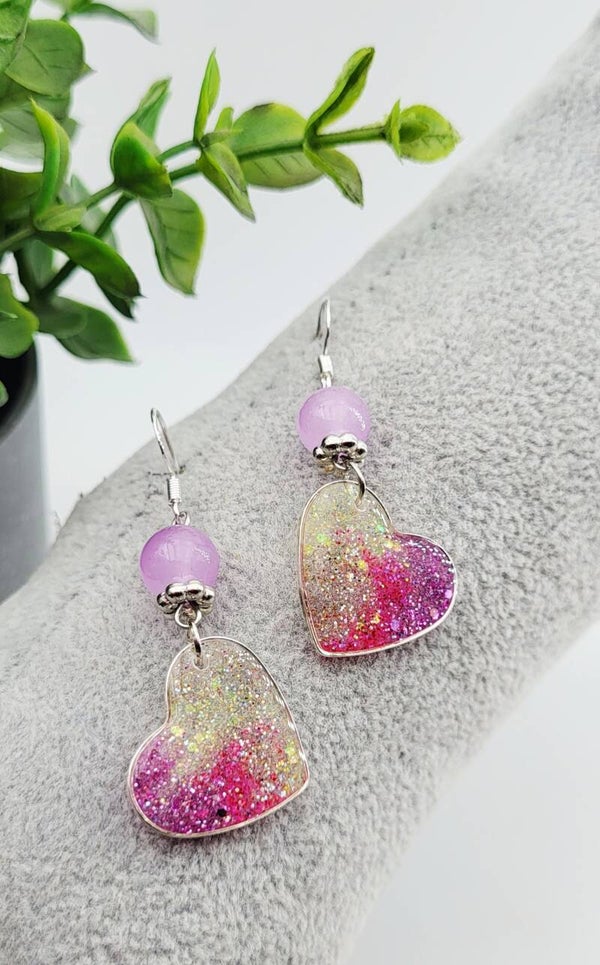 Boucles " Cœurs pailletés"