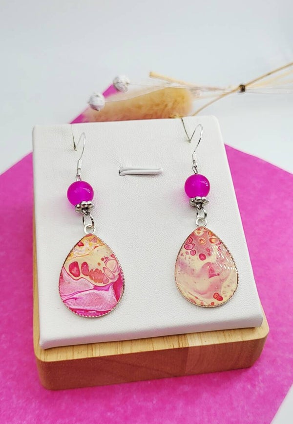Boucles " Fuschia goutte "