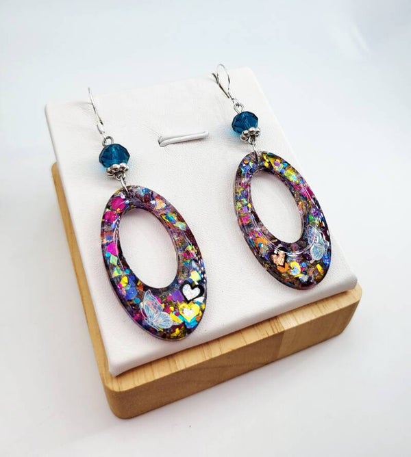 Boucles " Gouttes papillons pailletés "