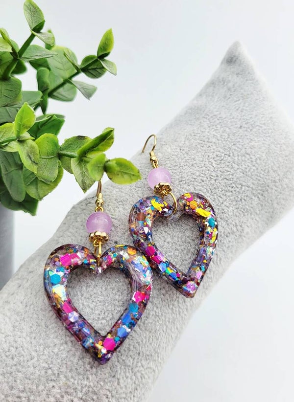 Boucles " Cœurs pailletés "