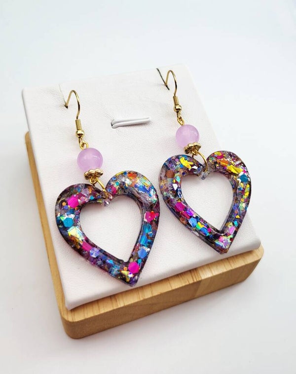 Boucles " Cœurs pailletés "