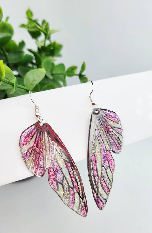 Boucles " Ailes de papillons roses "