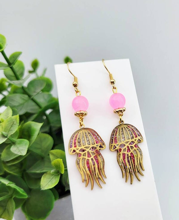 Boucles " Méduses dorées roses "