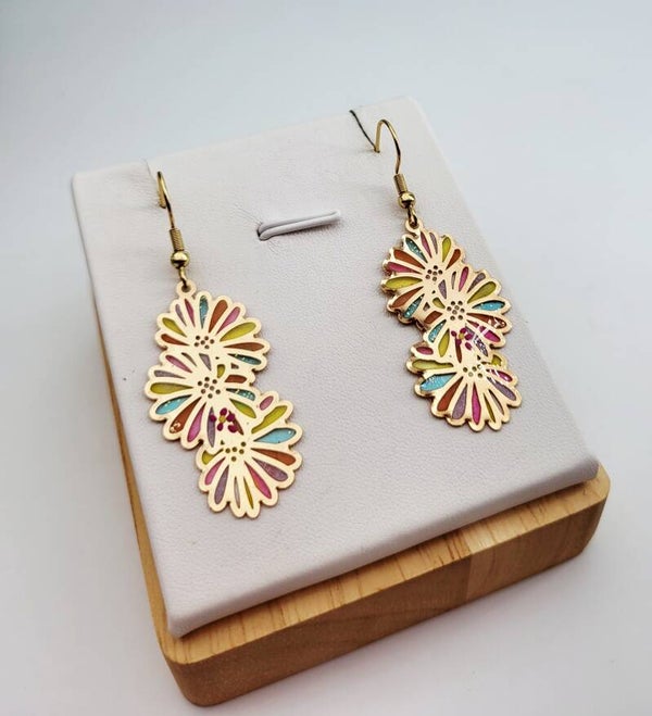 Boucles " Trio de fleurs "