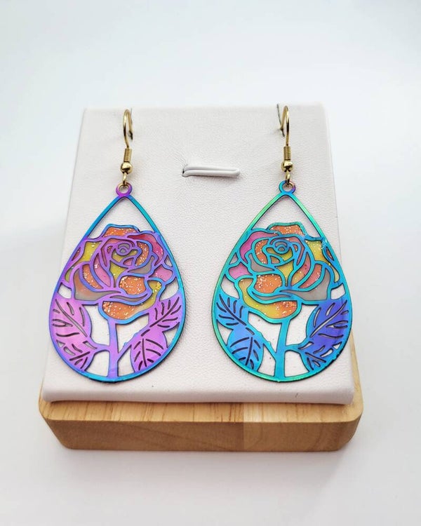 Boucles " Fleurs aux multiples reflets "