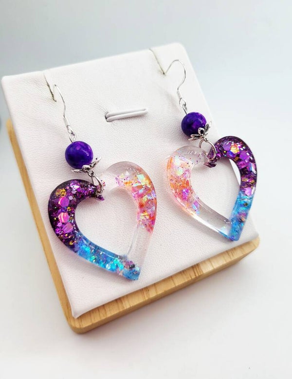 Boucles " Cœurs pailletés "
