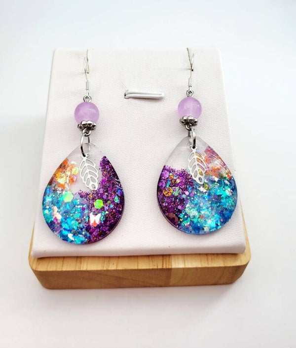 Boucles " Feuilles pailletées "