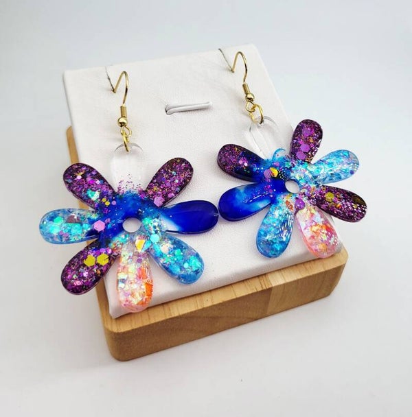 Boucles " Fleurs pailletées "