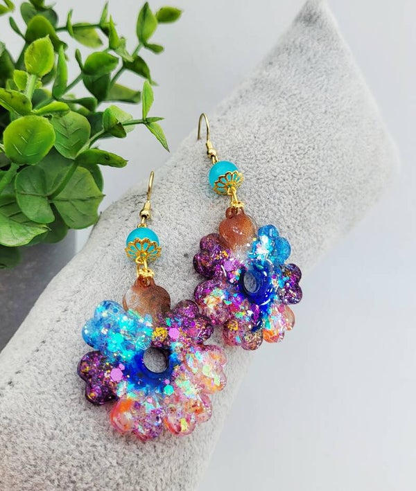 Boucles " Fleurs aux paillettes "