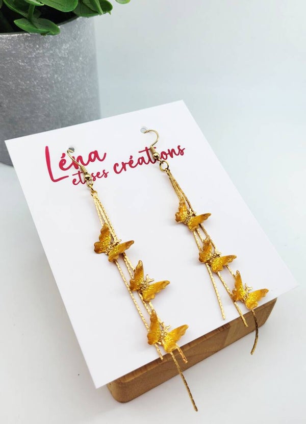 Boucles " Papillons jaunes soleil "