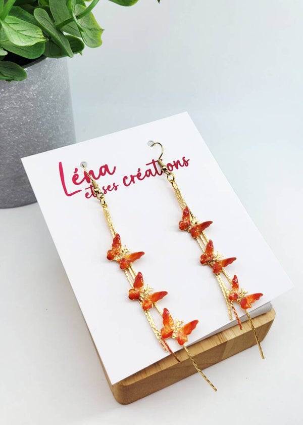 Boucles " Papillons oranges "