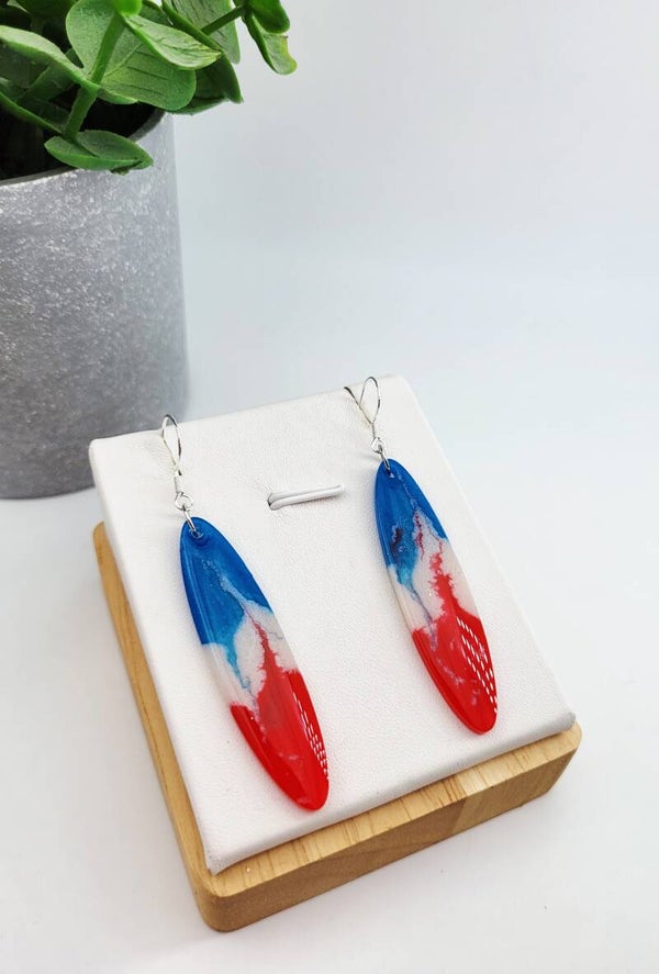 Boucles " Longues bleu blanc rouge"