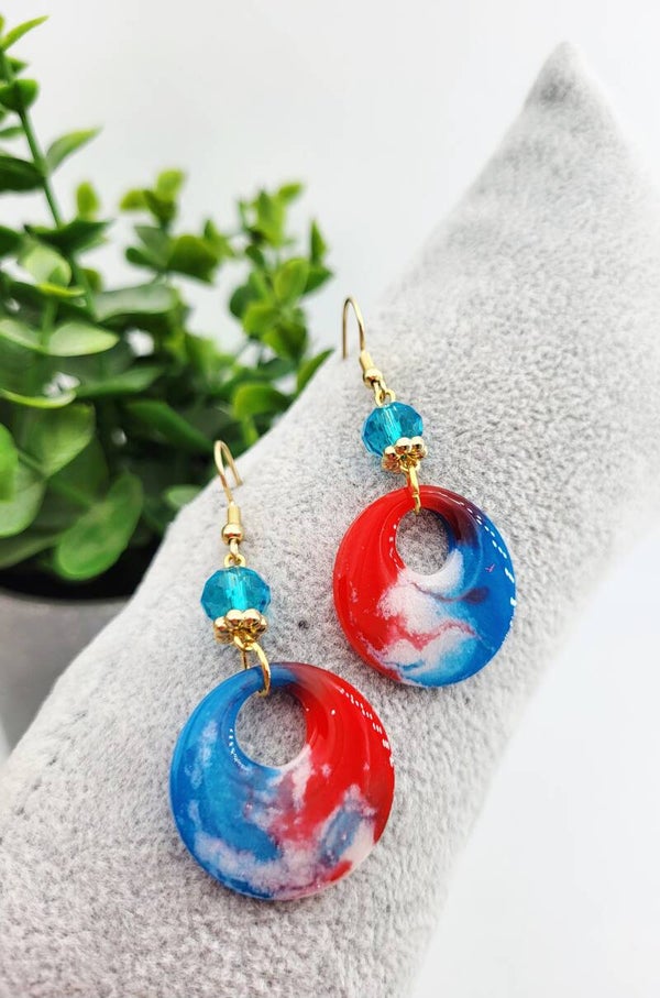Boucles " Créoles bleu blanc rouge"