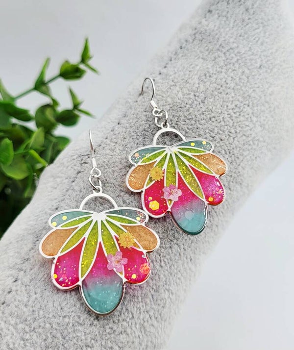 Boucles " Feuilles fleuries peps"