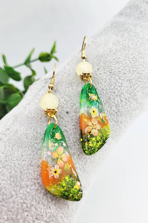 Boucles " Entre orange et vert "