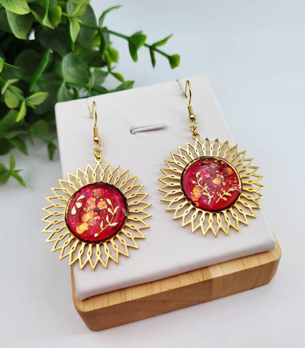 Boucles " Soleil bordeaux "