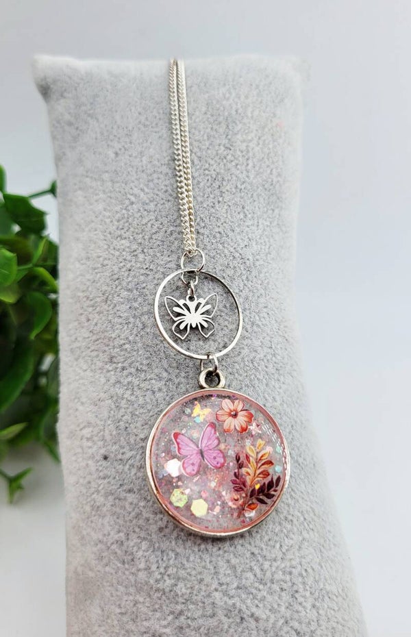 Collier " Papillons pailletés "