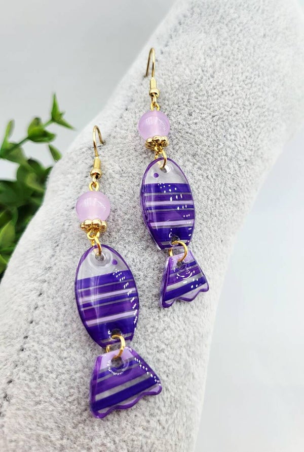 Boucles " Poissons violets "
