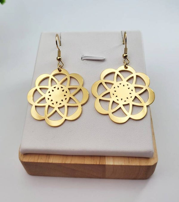 Boucles " Hélé'gantes Fleurs dorées "