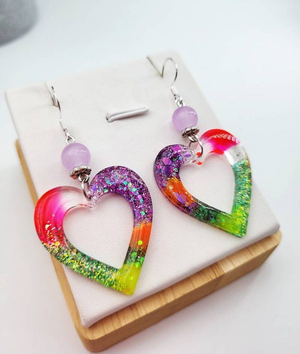 Boucles " Cœurs pailletés "