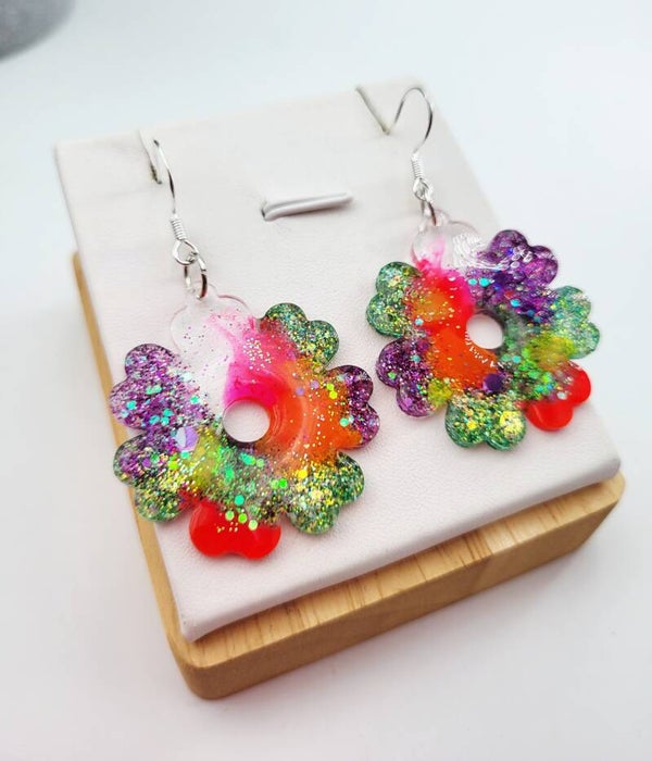 Boucles " Fleurs pailletées "