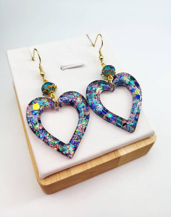 Boucles " Cœurs pailletés "
