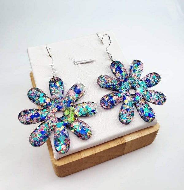 Boucles " Fleurs pailletées "