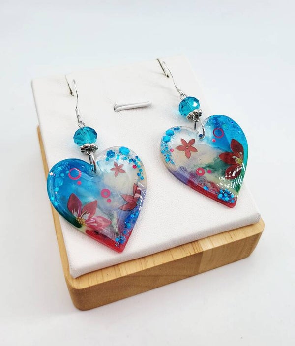 Boucles " Cœurs turquoises "