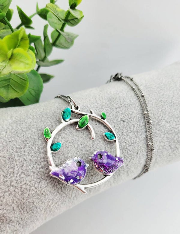 Colliers " Oiseaux violets"