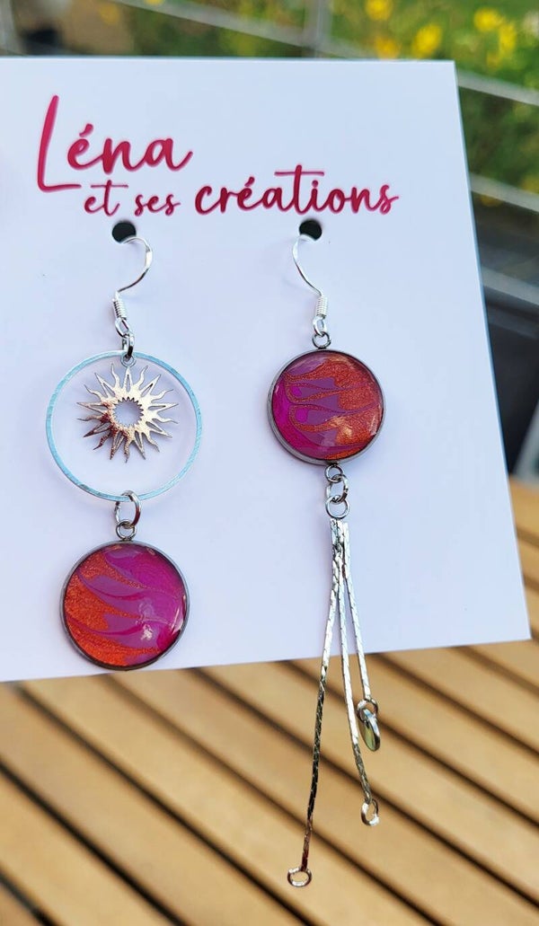 Boucles " Rose 🌹 ensoleillée "
