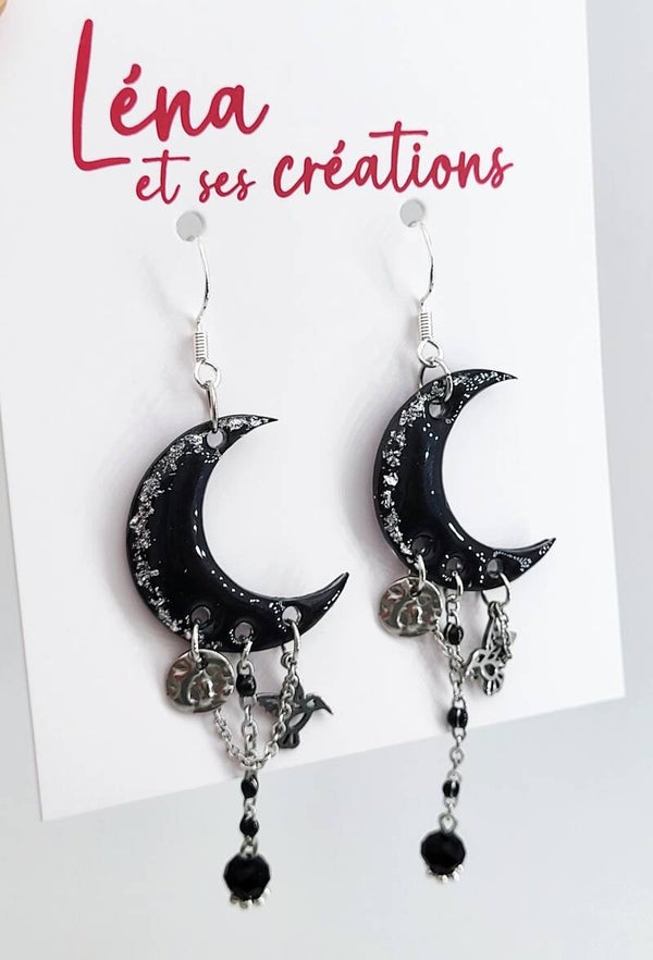 Boucles " Lunes Colibris "