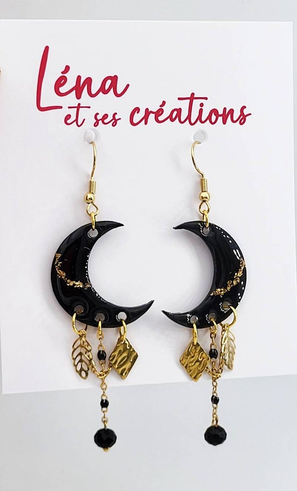 Boucles " Lunes merveilleuses dorées 1"