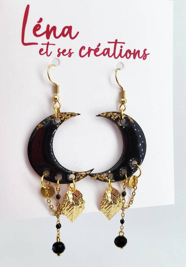 Boucles " Lunes merveilleuses dorées 2"