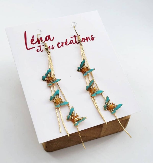 Boucles " Butterfly turquoise "