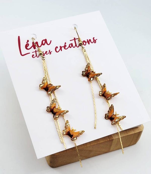 Boucles " Butterfly orange doré "