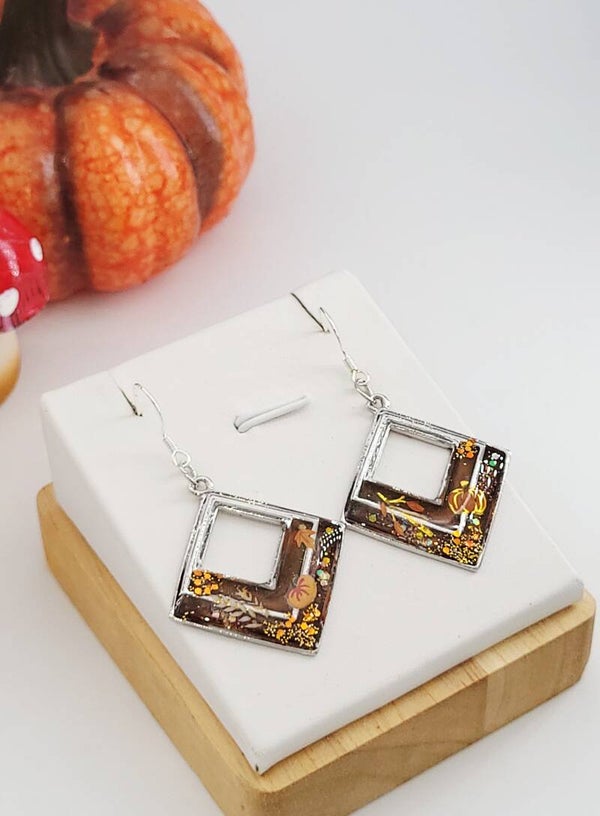 Boucles " Carrés d'automne "