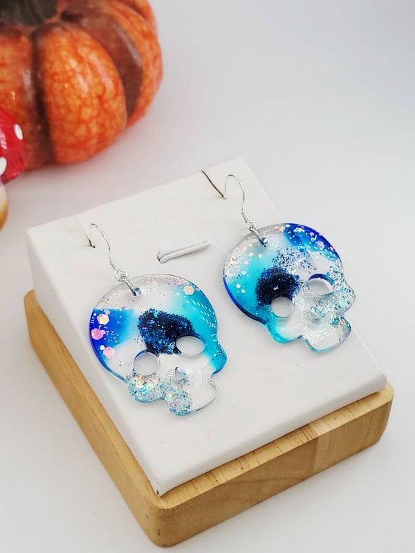 Boucles " Têtes de mort bleues "