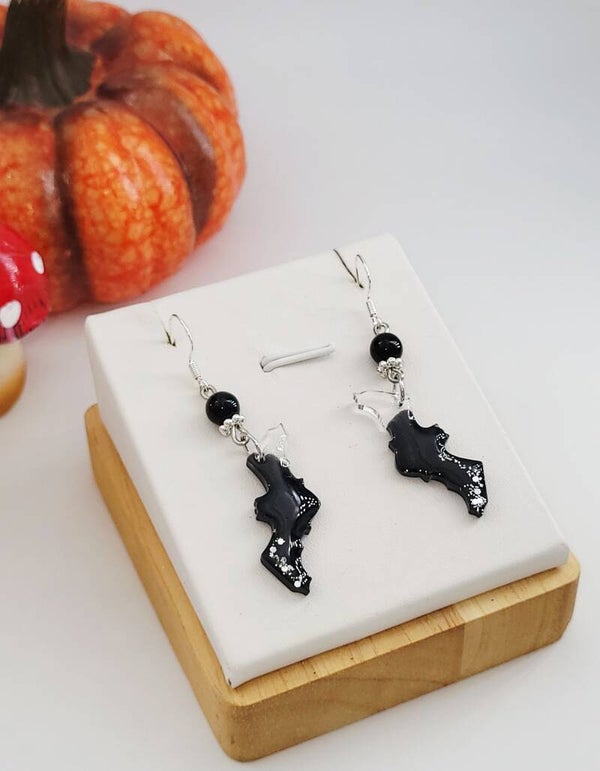 Boucles " Petites Chauve-souris argentées "