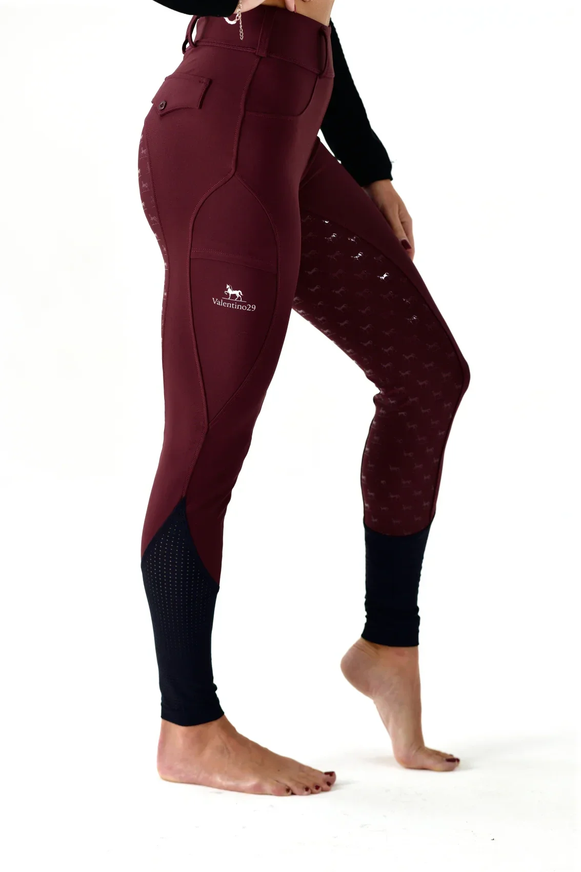 Horse Riding Leggings Burgundy