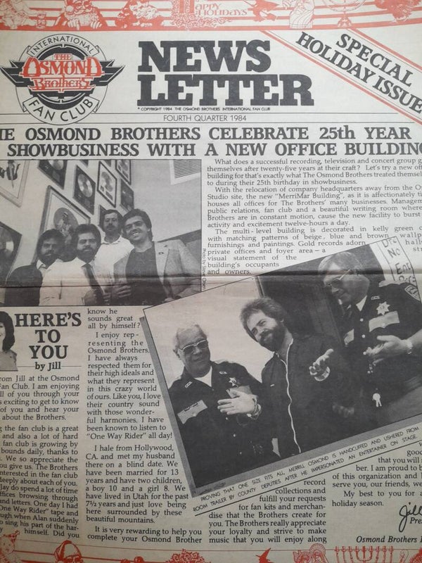 Osmond brothers newsletter