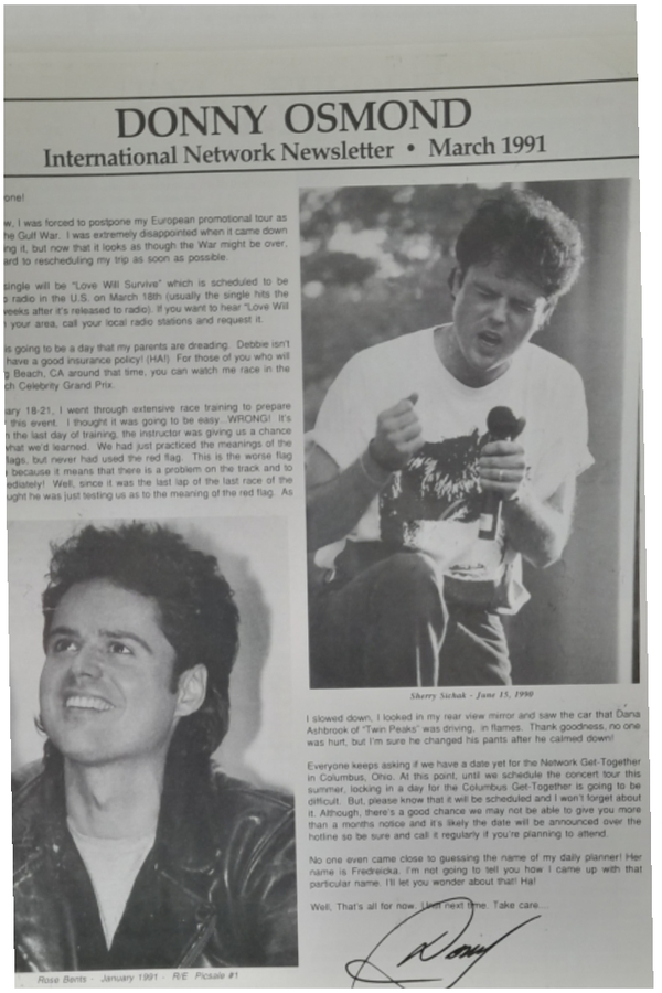 Donny Osmond official fc magazine