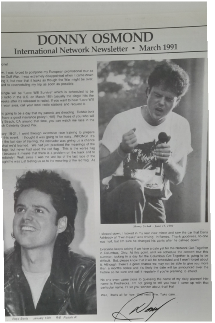 Donny Osmond official fc magazine