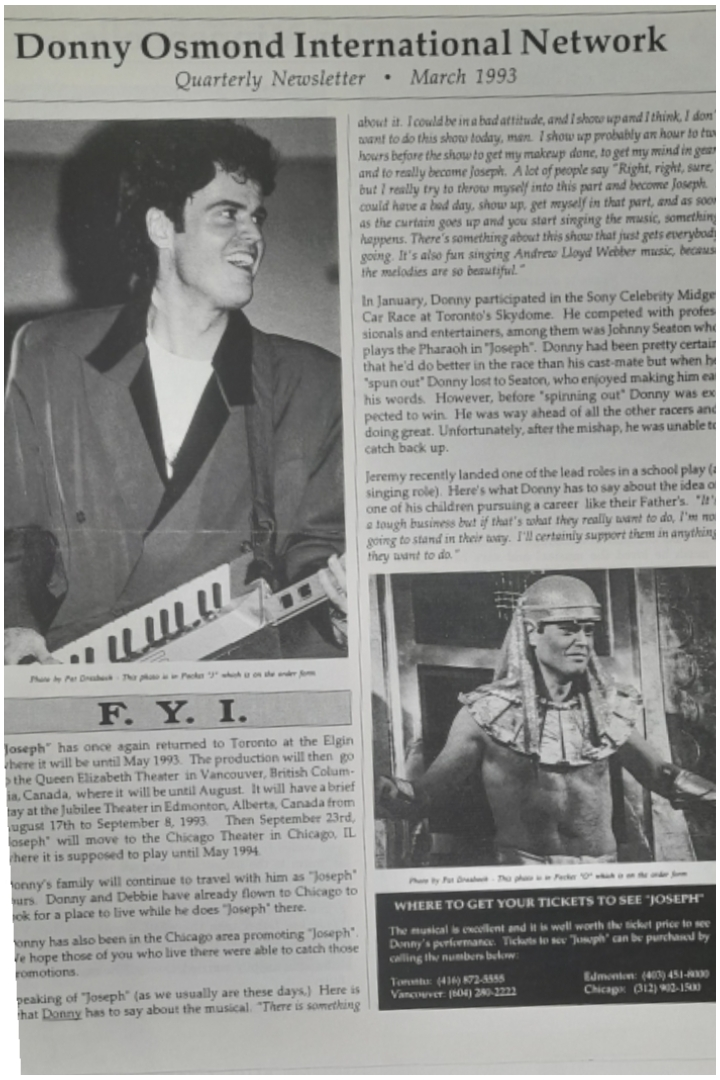 Donny Osmond official fc magazine